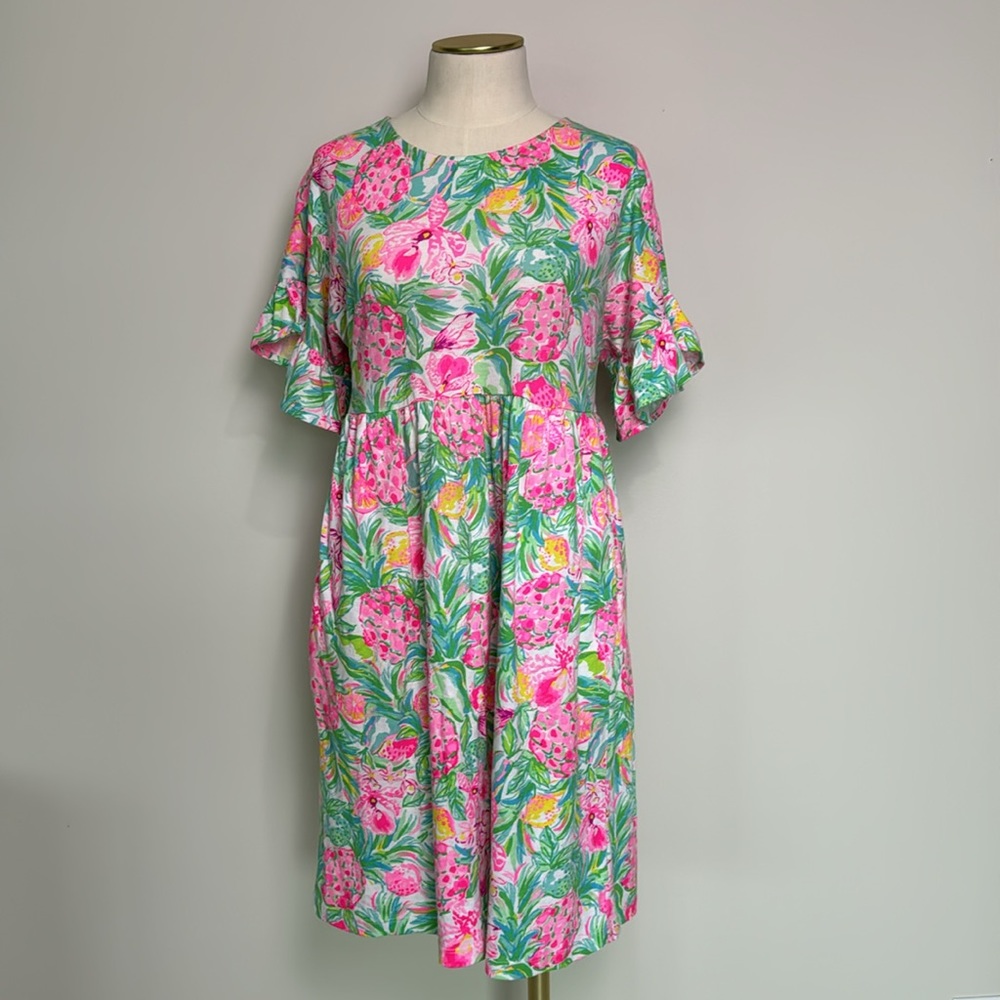 Lilly Pulitzer Pink and Green Floral Dress Tiltson